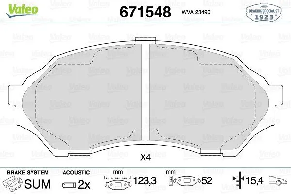 Fren Disk Balata Ön Mazda 323 F/S Sedan (BJ)(05.1998->)  VALEO 671548