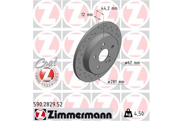 Fren Disk Ayna Arka Sağ ve Sol Toyota C-HR (X10)(10.2016->)  ZIMMERMANN 590.2829.52