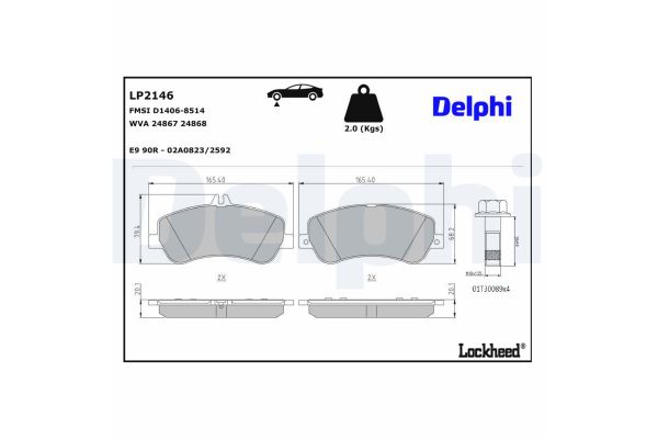 Fren Disk Balata Ön Mercedes GLK -Serisi (BM 204)(06.2008->)  DELPHI LP2146