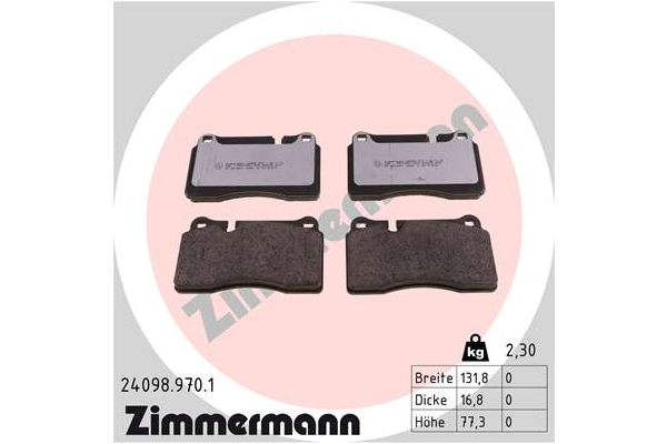 Fren Disk Balata Ön Audi TT Coupe/Roadster (8J3/8J9)(09.2006->)  ZIMMERMANN 24098.970.1