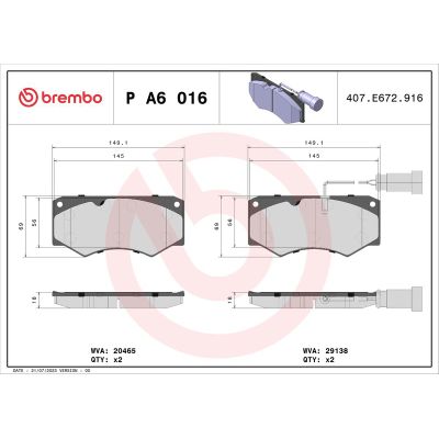 Fren Disk Balata Ön BREMBO P A6 016