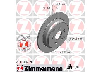 Fren Disk Ayna Arka Sağ ve Sol ZIMMERMANN 280.3182.20  42510SWWG01 42510T1GG00 42510T1GG01 42510-SWW-G01 42510-T1G-G00 42510-T1G-G01