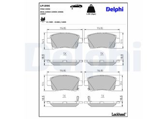 Fren Disk Balata Ön DELPHI LP1896  LP1896 446574020 0446574020 1014003350 4048015500 44650W050 04465-0W050 446512581 04465-12581 446513020 04465-13020 446513041 04465-13041 446513050 04465-13050 04465-74020 44650W080 044650W080 446547050 0446547050 44650D020 044650D020 446552100 0446552100