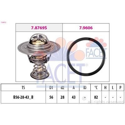 Termostat 82 °C  Mitsubishi Galloper (Hyundai)(02.1998->2001)  FACET 7.8413