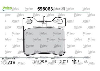 Fren Disk Balata Arka VALEO 598063  E172280 1611456880 1617253280 425130 4251-30 425208 4252-08 425266 4252-66 E172198