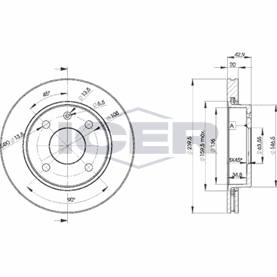 Fren Disk Ayna Ön Sağ ve Sol Ford Puma (CCE)(06.1997->)  AYD 13055