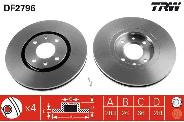 Fren Disk Ayna Ön Sağ ve Sol Peugeot 406 Coupe (S1/S2)(07.1997->)  WALBURG WBD1439