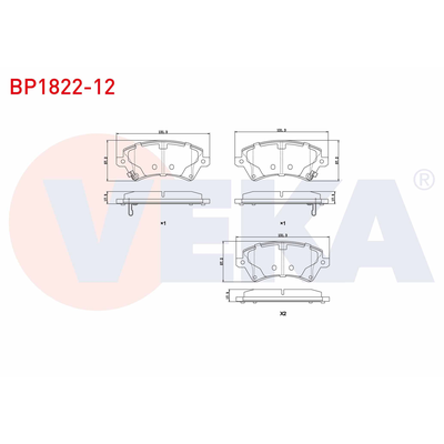 Fren Disk Balata Ön Toyota Corolla (E12)(2002->)  VEKA BP1822-12