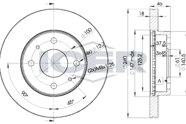 Fren Disk Ayna Ön Sağ ve Sol Nissan Sunny Traveller [SW] (Y10)(11.1990->)  KALE BALATA TFD00215