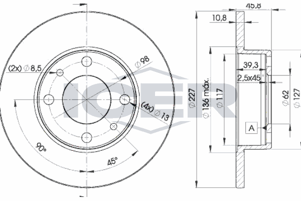 Fren Disk Ayna Ön Sağ ve Sol Seat Marbella (12.1986->)  WALBURG WBD1010D