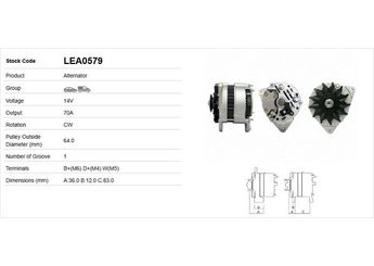 Alternatör  LUCAS ELEKTRIK LEA0579  LEA0579 RF1118300 RF11-18-300 RF1118300A RF11-18-300A RF1118300B RF11-18-300B RF1118300C RF11-18-300C RF1118300E RF11-18-300E RF1118300F RF11-18-300F RF1118300G RF11-18-300G RF1118300H RF11-18-300H RF1118300K RF11-18-300K 2871612 2871708 2871A110 2871A112 2871A123 2871A126 YLE102200
