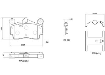 Fren Disk Balata Arka BREMBO P 85 070X  7L0698451B 4L0698451D 7L0698451 7L0698451A 7L0698451G 7L0698451H 7L0698451K 7L5698451B 7L6698451A 7L6698451D 95535293900 95535293901 95535293902 95535293903 95535293905 95535293906 95535293910 958698451G JZW698451S