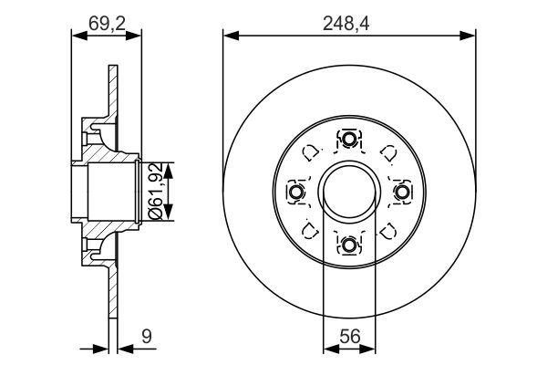 Fren Disk Ayna Arka Sağ ve Sol Opel Crossland X (2017->) / Crossland (2021->)  BOSCH 0 986 479 S43