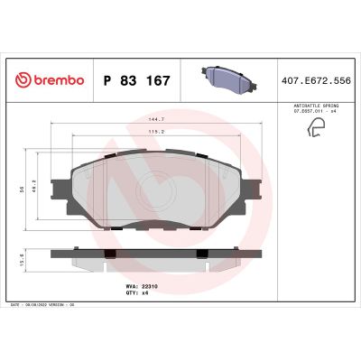 Fren Disk Balata Ön BREMBO P 83 167