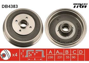 Kampana Arka Sağ veya Sol TRW DB4383  6K9501615D 6K9501615A 6K9 501 615 A 6K9 501 615 D