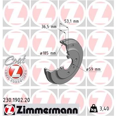 Kampana Arka Sağ veya Sol Fiat 126 (126)(1977->)  ZIMMERMANN 230.1902.20
