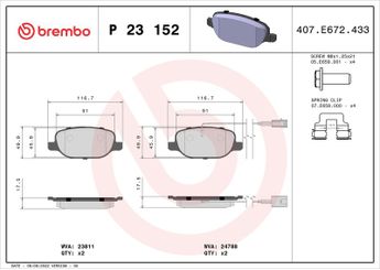 Fren Disk Balata Arka BREMBO P 23 152  71770096 77365542