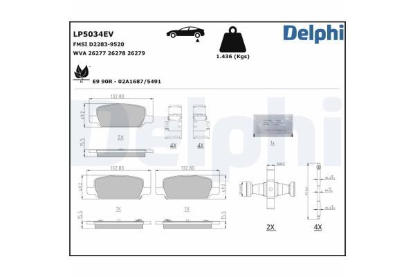 Fren Disk Balata Ön Tesla Model 3 (01.2019->)  DELPHI LP5034EV