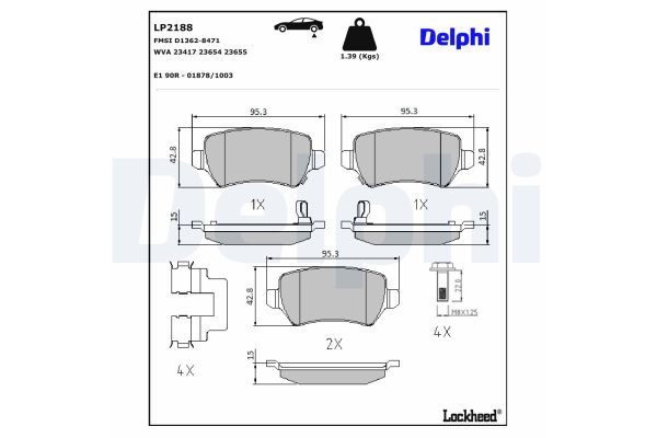 Fren Disk Balata Ön Opel Astra H S.Wagon (11.2006->)  DELPHI LP2188