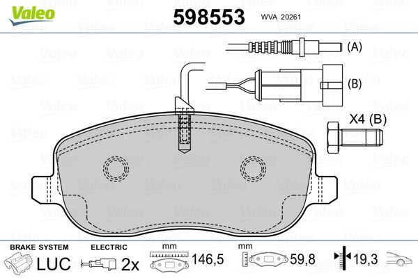 Fren Disk Balata Ön Citroen Jumpy (11.2003->)  VALEO 598553