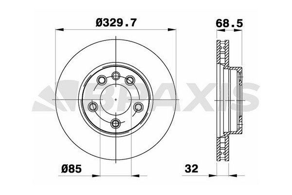 Fren Disk Ayna Ön Sol Porsche Cayenne (Typ 9PA)(08.2002->)  BRAXIS AD1005