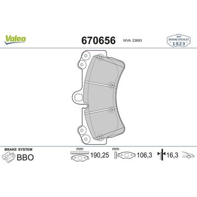 Fren Disk Balata Ön Volkswagen Touareg (7L6)(12.2006->2010)  VALEO 670656