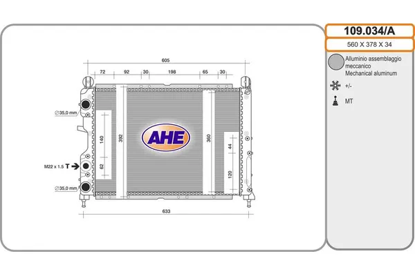 Su Radyatörü  Fiat Tempra (159) 4 Kapı (1990->)  KALE 0115172PA