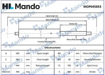 Bagaj Amortisörü Sağ veya Sol MANDO MOP045853  MOP045853 844300009R