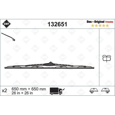 Silecek Süpürgesi Ön  650/650 mm - 26/26 inç SWF 132651