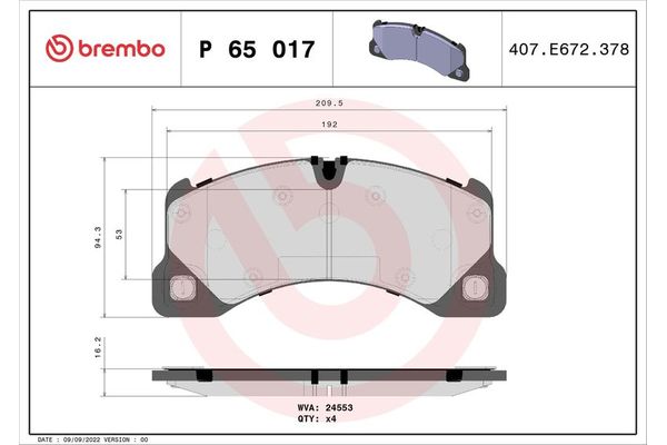 Fren Disk Balata Ön Porsche Cayenne (Typ 92A)(02.2010->)  BREMBO P 65 017