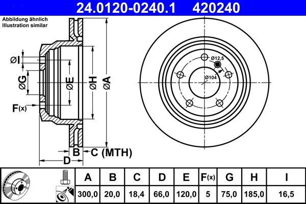 Fren Disk Ayna Arka Sağ ve Sol BMW 4 Serisi Coupe (F32)(2013->)  ATE 24 0120-0240 1