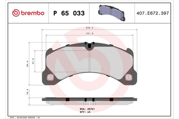 Fren Disk Balata Ön Porsche Panamera Sport Turismo (Typ 971)(2017->)  BREMBO P 65 033
