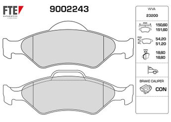 Fren Disk Balata Ön FTE 9002243  9002243 1111857 1111858 YS612K021AA YS61-2K021-AA 1E123323Z 1E12-33-23Z