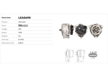 Alternatör  LUCAS ELEKTRIK LEA0690  1368237 1368327 1377860 1697022 1697023 1697024 1697321 1697322