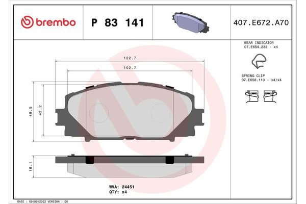 Fren Disk Balata Ön BREMBO P 83 141