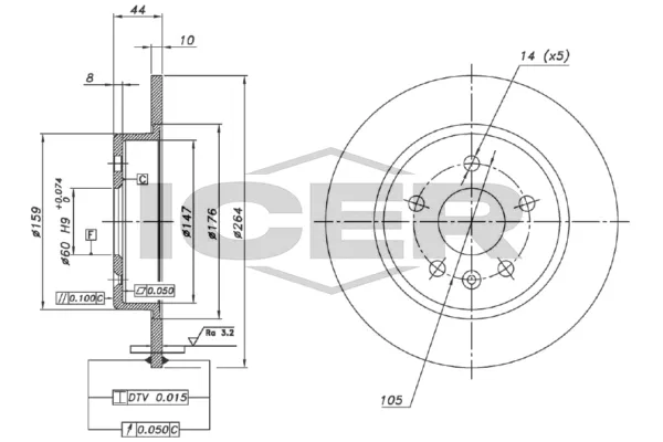 Fren Disk Ayna Arka Sağ ve Sol Opel Astra K HB (09.2015->)  KRAFTVOLL 07041027
