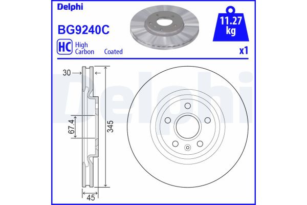 Fren Disk Ayna Ön Sağ ve Sol Opel Insignia B Grand Sport (2017->)  DELPHI BG9240C