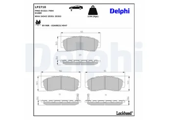 Fren Disk Balata Ön DELPHI LP2710  LP2710 3501180M01 3501280M01 45022T1GG01 45022-T1GG01 45022T1GG00