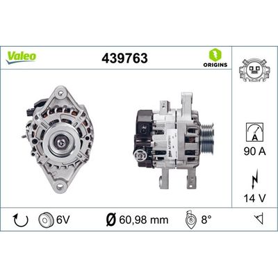 Alternatör  Toyota Yaris (KSP1/NLP1/NSP1)(2011->)  VALEO 439763