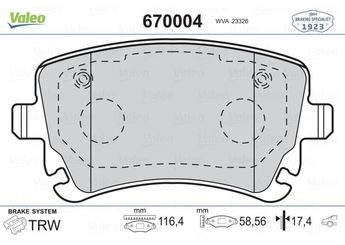 Fren Disk Balata Arka VALEO 670004  7H0698451 4B3698451 4B3698451A 4E0698451 4E0698451A 4E0698451B 4E4698451 4E4698451A 4F0698451 4F0698451C 4F0698451F 4F0698451G 4F0698451H 4F0698451K 8E0698451C 8E0698451H 8E0698451N 8E0698451P 3W0698451J 3W5698451B 7H0698451A 7H0698451B JZW698451L