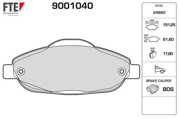 Fren Disk Balata Ön Peugeot 3008 (05.2009->)  FTE 9001040