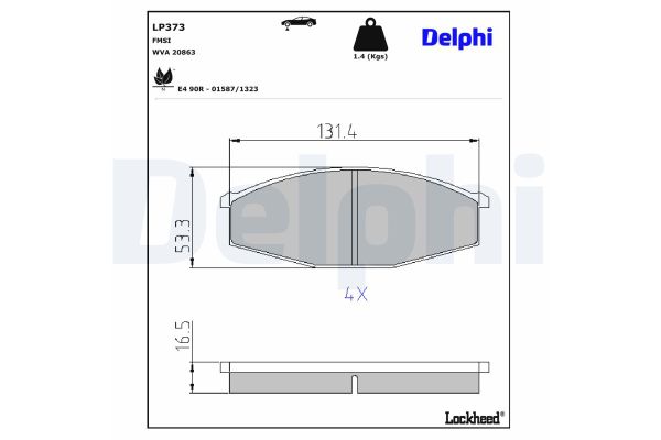 Fren Disk Balata Ön Nissan Patrol GR (Y60)(09.1988->)  DELPHI LP373