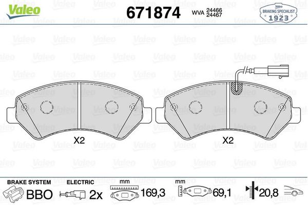 Fren Disk Balata Ön Fiat Ducato Maxi P.Van, Yüksek Tavan 40 (295)(04.2014->)  VALEO 671874