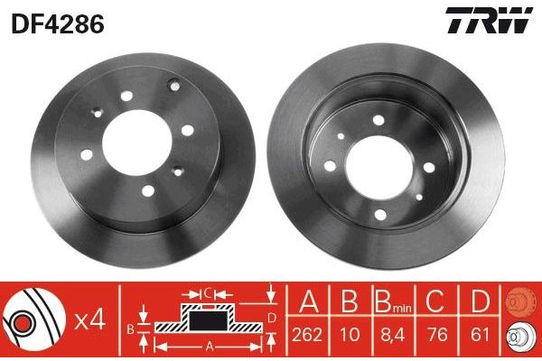 Fren Disk Ayna Arka Sağ ve Sol Kia Magentis (MS)(2001->)  TRW DF4286