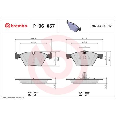 Fren Disk Balata Ön BMW 5 Serisi Touring (E61)(2004->)  BREMBO P 06 057