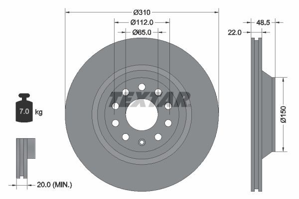 Fren Disk Ayna Arka Sağ ve Sol Cupra Ateca (KH7)(09.2018->)  TEXTAR 92140703
