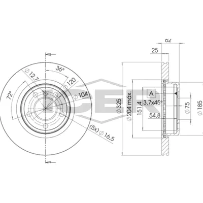 Fren Disk Ayna Ön Sağ ve Sol BMW X3 Serisi (E83)(09.2003->)  AP B2002VR