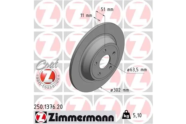 Fren Disk Ayna Arka Sağ ve Sol Ford Mondeo 4/5 Kapı (CNG)(2014->)  ZIMMERMANN 250.1376.20