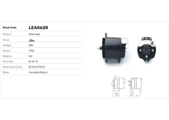 Alternatör  LUCAS ELEKTRIK LEA0628  3001117 3088320 3629351 26874 8497489
