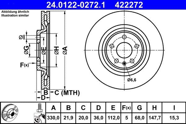 Fren Disk Ayna Arka Sağ ve Sol Audi S4 Sedan (8W2)(07.2016->)  ATE 24 0122-0272 1